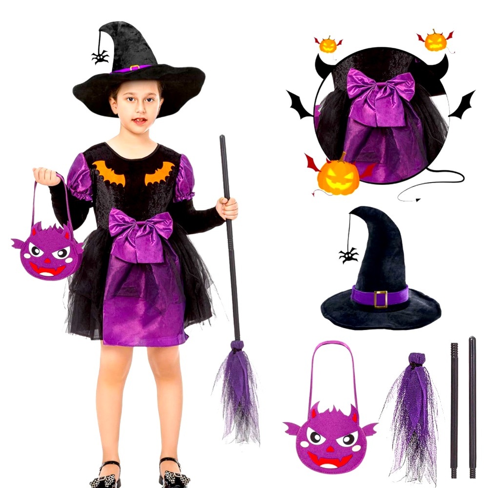 New Witch Costume for Girls- Cute Toddler Witch Costume for Kids Halloween Witch